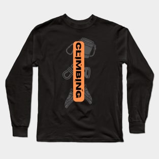 climbing with rock climbing equipment orange Long Sleeve T-Shirt